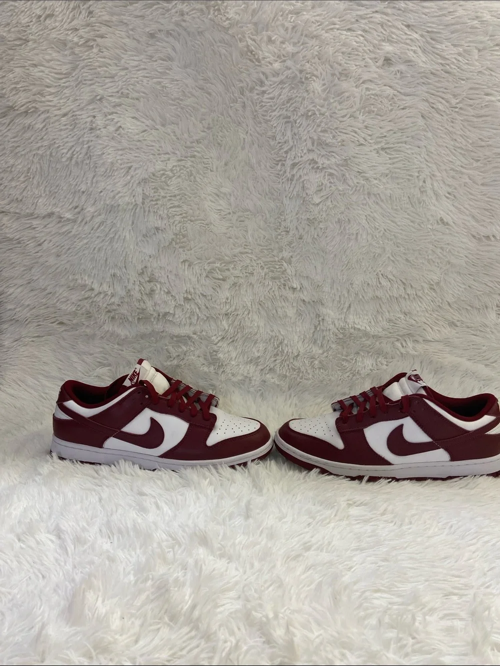 Nike Dunk Low-Top Retro Sneakers in White and Burgundy.Size-11